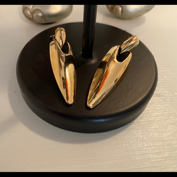 Vintage Unique icicle teardrop goldstone earrings - Picture 7 of 10